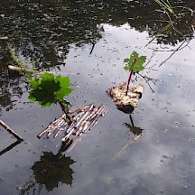 Zwei Mini-Flöße auf See