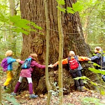 Kinder umarmen Baum